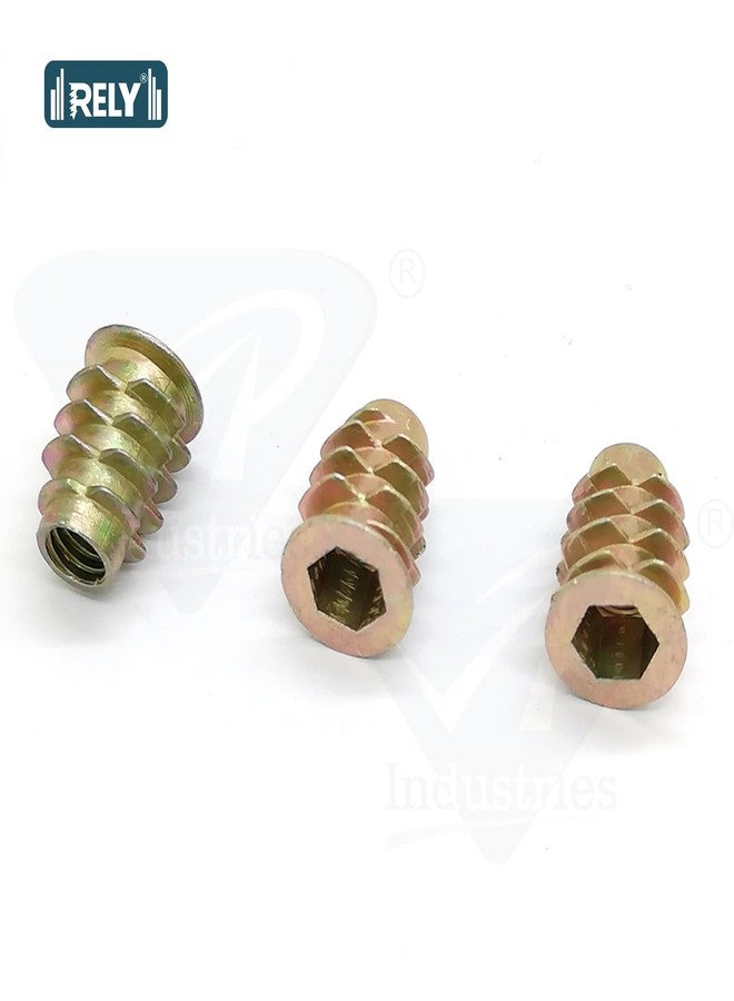RELY+ Rely®⇒VP INDUSTRIES (Pcs-100) M6x10 mm Wood Insert D-Nut Internal Thread Alloy Zinc | D-nut Hex Drive Head for Fixing and Connecting Screws Bolts Nuts,Furniture Mounting Fasteners - Image 4